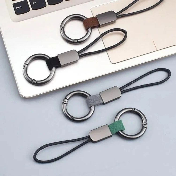 Metal Ring Keychains With Loop Straps